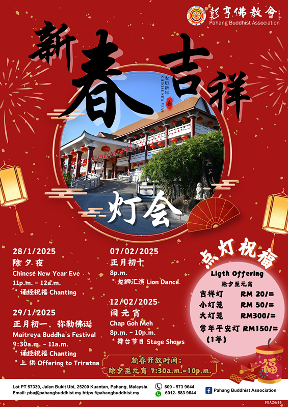 七彩灯饰绽放光彩 彭亨佛教会化作仙境